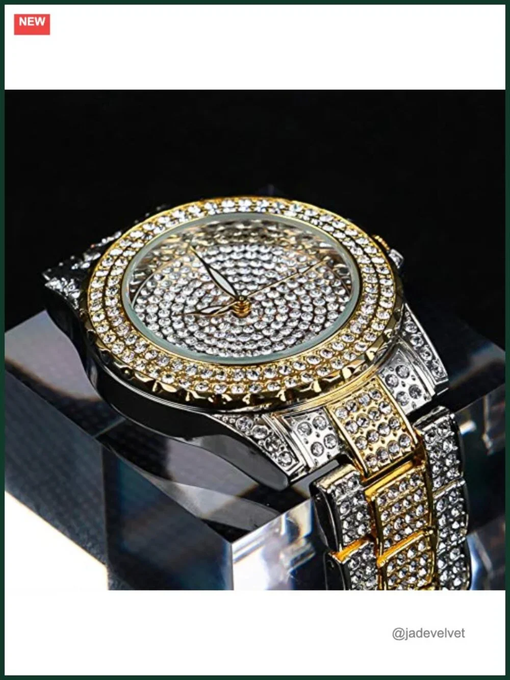 Luxury Crystal Rhinestone Stainless Steel Wristwatch with Japan Quartz Movement